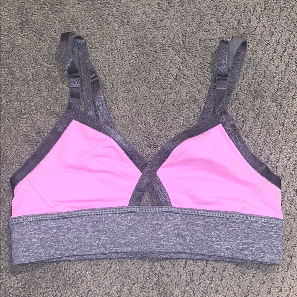 Lululemon pink and gray sports bra